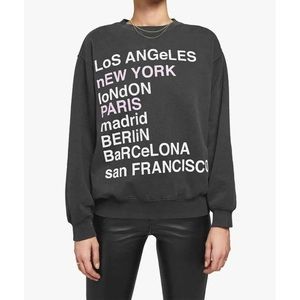 Anine Bing City Love Grey Pullover Sweatshirt